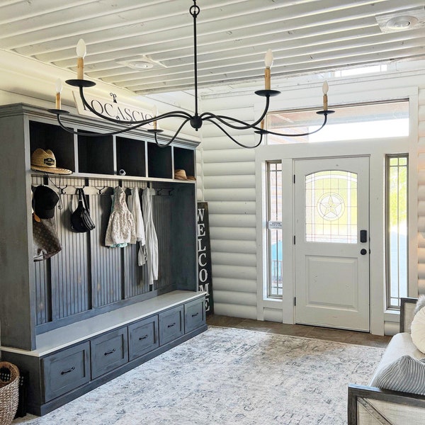 Georgia Mudroom Locker Bench: Custom Solid Wood Hall Tree with Shoe Storage