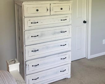 New Jersey Handmade Tall Dresser: Rustic Farmhouse Wood Chest of Drawers
