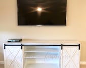 THE AMELIA media center with sliding barn doors