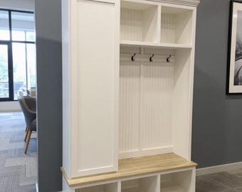 Miami Handmade Farmhouse Entryway Bench with Shoe Storage & Coat Rack