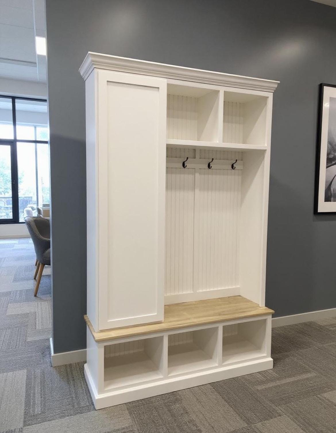 Miami Handmade Farmhouse Entryway Bench With Shoe Storage & Coat