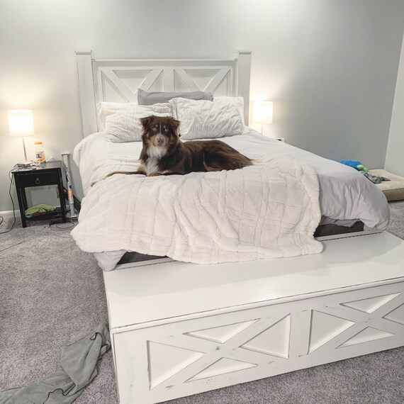 Barn door bed frame on sale with storage