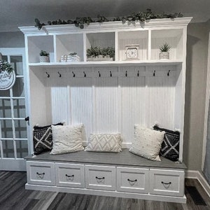 Georgia Mudroom Bench | 5-Section Hall Tree with Coat Rack & Shoe Bench | Entryway Storage Cabinet | Custom Entry Furniture