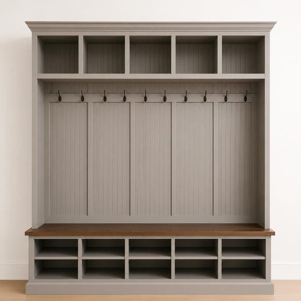 Moraga Farmhouse Hall Tree Bench: Entryway Organizer with Shoe Storage (5-section)