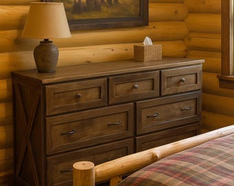 Odum Handmade Wood Long Dresser: 7-Drawer Farmhouse Chest