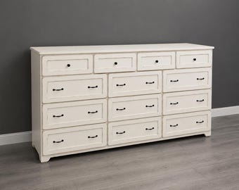 Marietta Oversized Wood Dresser: Farmhouse Style, 13 Deep Drawers
