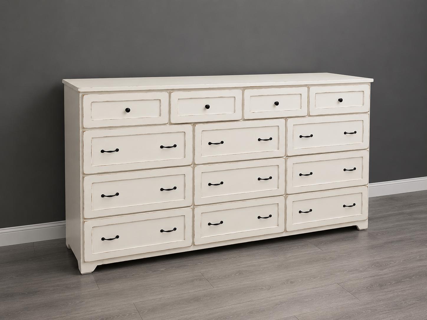 Marietta Oversized Wood Dresser: Farmhouse Style, 13 Deep Drawers