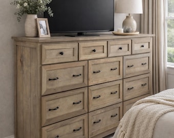 Marietta Oversized Wood Dresser: Rustic Farmhouse Bedroom Storage