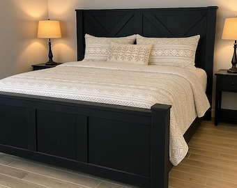 Cape Coral Rustic Wood Bed Frame: King Size Storage, Farmhouse Bedroom Furniture
