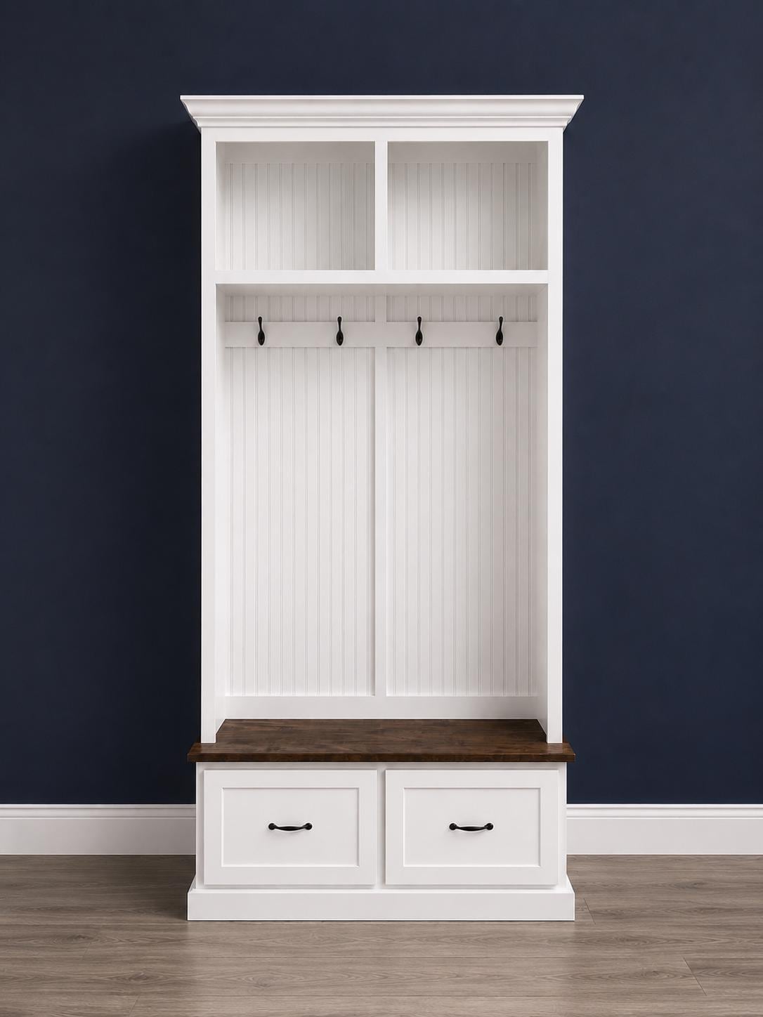 Georgia Farmhouse Hall Tree Bench: Entryway Organizer With Coat