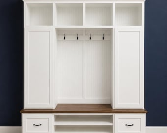 Florida Custom Mudroom Locker Bench: Entryway Hall Tree with Shoe Storage