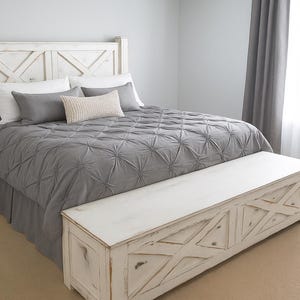 Yulee Wood Platform Bed Frame with Storage: Rustic Barn Door Style