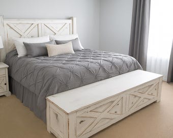 Yulee Wood Platform Bed Frame with Storage: Rustic Barn Door Style