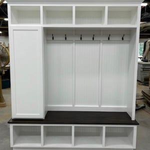 Mudroom bench for entryway with coat rack and shoe storage by Griffin Furniture