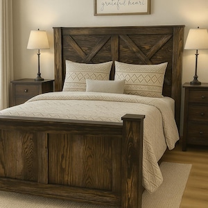 Cape Coral Handmade Rustic King Bed Frame: Farmhouse Bedroom Furniture