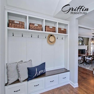 Georgia Mudroom Locker with Bench & Coat Rack, 4-Section Entryway Storage Cabinet, Custom Hall Tree Furniture for Organization