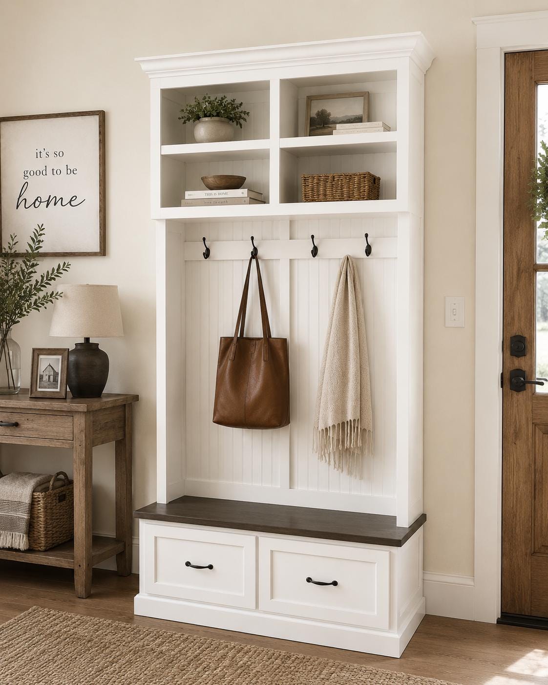 Branson Handmade Hall Tree: Entryway Bench With Shoe Storage