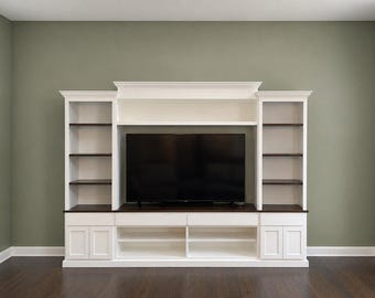 Howell Farmhouse Entertainment Center | Custom Wood TV Stand & Storage Cabinet | Rustic Modern Media Console