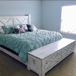 YULEE barn door style storage bed frame