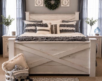 Ohio Handmade Rustic Wood Bed Frame: Farmhouse Bedroom Furniture