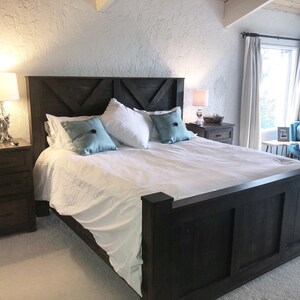 Cape Coral Rustic Wood Bed Frame: King Size Storage, Farmhouse Bedroom Furniture image 6