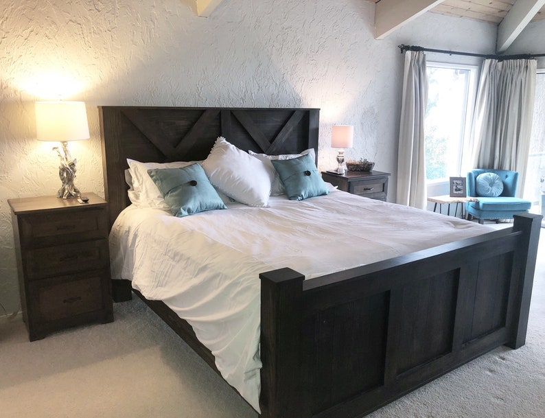 Cape Coral Rustic Wood Bed Frame: King Size Storage, Farmhouse Bedroom Furniture image 6