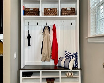 LOUISIANA 3-section Mudroom entryway organizer bench