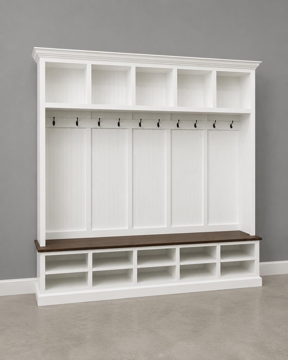 Moraga Mudroom Hall Tree Bench: Farmhouse Entryway Organizer (5