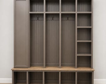 Colorado Custom Mudroom Locker Bench: Entryway Organizer, Coat Rack Hall Tree