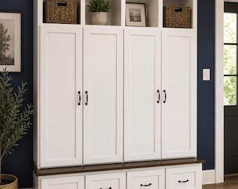 North Carolina Handcrafted Entryway Storage Bench: Mudroom Hall Tree Organizer