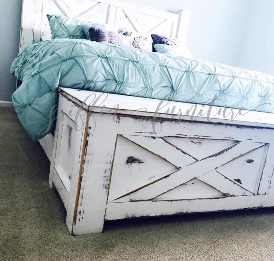 YULEE Barn Door Style Storage Bed Frame Etsy UK