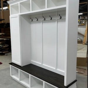 Mudroom bench for entryway with coat rack and shoe storage by Griffin Furniture