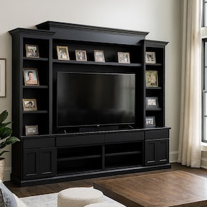 Howell Farmhouse Entertainment Center | Rustic TV Stand | Media Console | Storage Unit | Custom Wood Furniture | Living Room Organizer