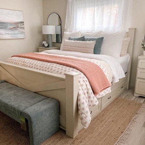 Ohio Wood Bed Frame with Drawers | Handmade Rustic Platform Bed | King & Queen Solid Wood Farmhouse Bedroom Furniture