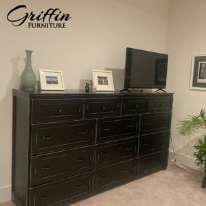 Marietta Oversized Wood Dresser | Oversized Tall Storage Cabinet with Deep Drawers | Solid Wood Bedroom Furniture