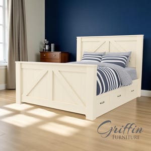 Brooklyn Handmade Solid Wood Bed Frame with Storage Drawers: Rustic Platform Bed