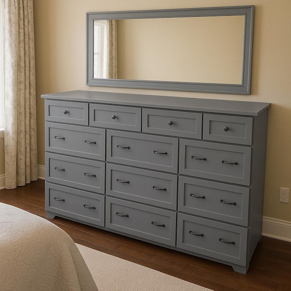 Marietta Oversized Wood Dresser: Farmhouse Style, 13 Deep Drawers - Etsy
