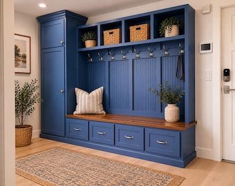 Holbrook Hall Tree: Entryway Coat Rack with Shoe Storage Bench