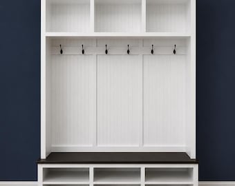 Moraga Farmhouse Mudroom Hall Tree Bench: Entryway Organizer with Shoe Storage (3-section)