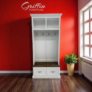 Georgia Mudroom Locker: Solid Wood Hall Tree with Shoe Storage