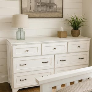 Odum Wood Long Dresser | Handmade Chest of Drawers for Bedroom | Farmhouse Storage Cabinet | Custom Solid Wood Furniture