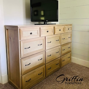 Marietta Wooden Dresser – 13-Drawer Solid Wood Bedroom Storage – Farmhouse Rustic Dresser – Handmade Furniture