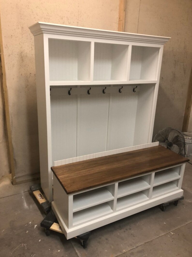 shoe bench sale on On Sale The Moraga 3 Section Mudroom Bench Etsy