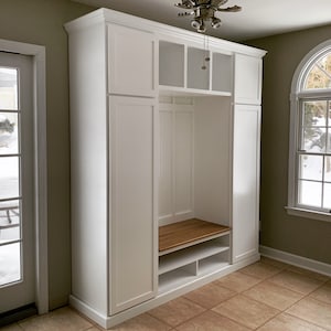 Illinois Mudroom Organizer: Entryway Bench with Coat Rack & Shoe Storage
