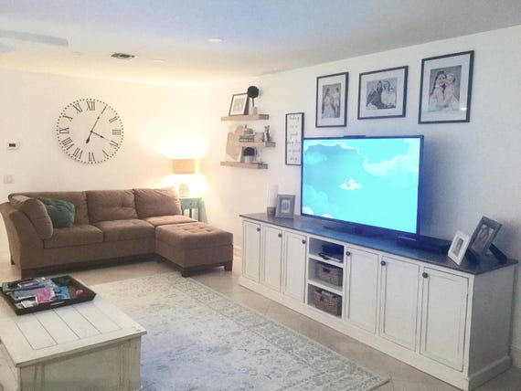 Naples Handmade Rustic Wood Entertainment Center: Farmhouse Media Console with Storage