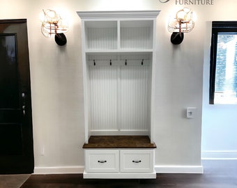 GEORGIA 2-section storage bench with coat rack