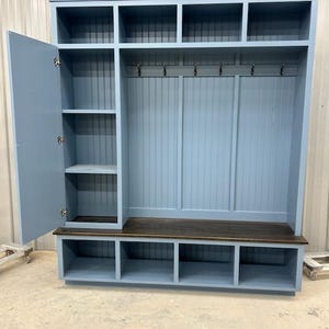Mudroom bench for entryway with coat rack and shoe storage by Griffin Furniture