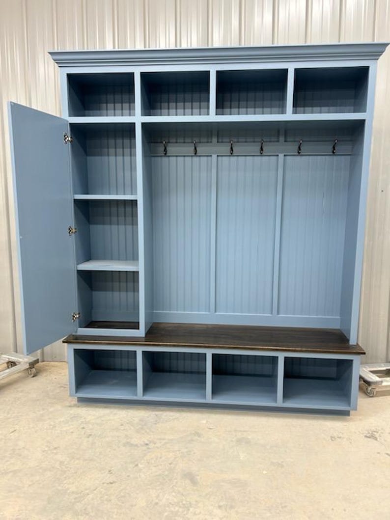 Mudroom bench for entryway with coat rack and shoe storage by Griffin Furniture