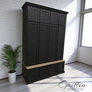 Ashville Hall Tree Bench: Custom Entryway Shoe Storage with Hooks