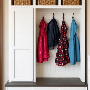 Oregon Mudroom Storage Bench | Entryway Hall Tree with Hooks & Shoe Storage | Custom Built (3-section) image 6
